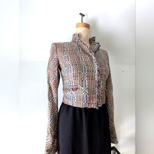 Theory Myleen Silk Tweed Cropped Blazer Jacket